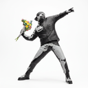 Banksy Flower Thrower sculpture, Black and White