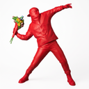 Banksy Flower Thrower sculpture, Red
