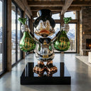 Billionaire Duck Money Bags Lifesize 150 cm sculpture, alternate view