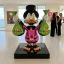 Billionaire Duck Money Bags Lifesize 150 cm sculpture, alternate view