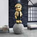 Celestial Gold Astronaut Beats On Moon 140 cm sculpture
