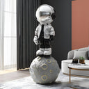 Lunar Silver Astronaut Beats On Moon 140 cm sculpture
