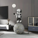 The Moonlight life-size silver astronaut sculpture with light