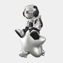 Astral Silver Astronaut Beats On Star 90 cm sculpture, alternate view