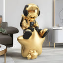 Celestial Gold Astronaut Beats On Star 90 cm sculpture, alternate view