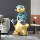 Galactic Blue Astronaut Beats On Star 90 cm sculpture, alternate view