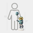 Galactic Blue Astronaut Moon Balloon 110 cm sculpture, alternate view