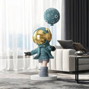 Galactic Blue Astronaut Moon Balloon 96 cm sculpture, alternate view