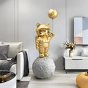 Gilded Gold Astronaut Kitty Moon Balloon 150 cm sculpture