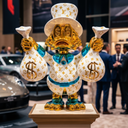 The Tycoon chrome duck sculpture, alternate view