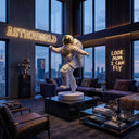 The Man on the Moon astronaut sculpture, alternate view