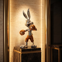 The Contender chrome rabbit sculpture, alternate view