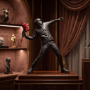 Banksy Flower Thrower sculpture, alternate view