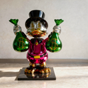 Billionaire Duck Money Bags Lifesize 150 cm sculpture, alternate view
