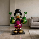 Billionaire Duck Money Bags Lifesize 150 cm sculpture, alternate view