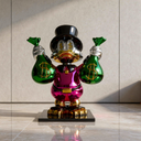 Billionaire Duck Money Bags Lifesize 150 cm sculpture, alternate view